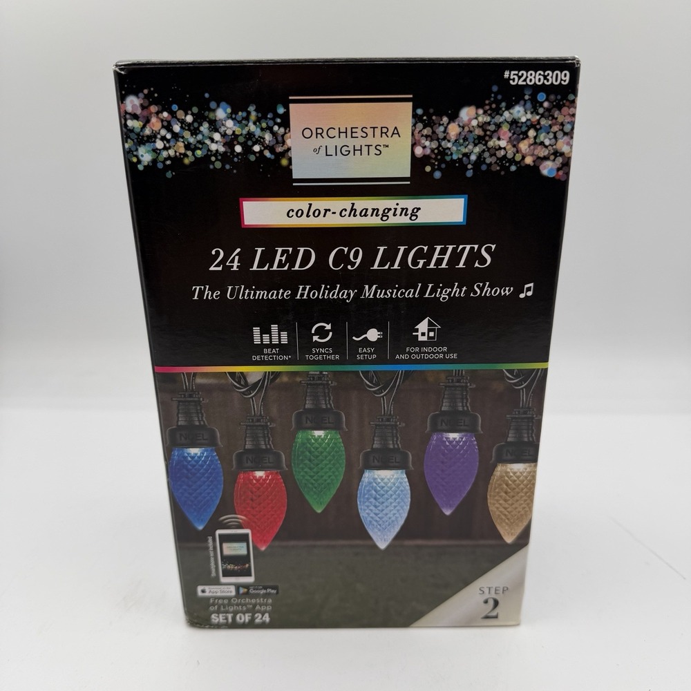 Gemmy Orchestra of Lights Color-Changing 24 LED C9 Lights Multicolor BRAND NEW